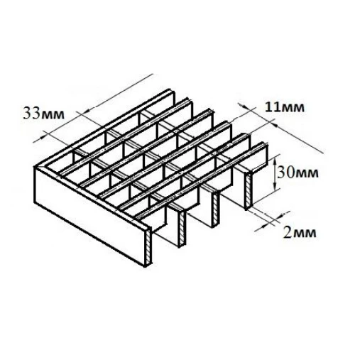 Стальная грязезащитная решетка из прессованного настила Р 33×11/30х2 Zn Тип А 900х1000 мм