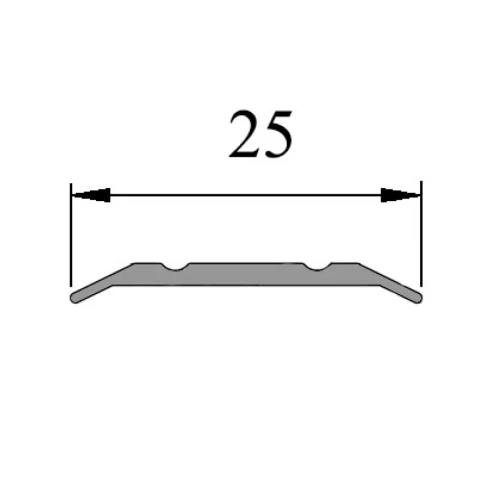 Порог из алюминия Стык 25х3 (2,7м) без покрытия с отверстиями