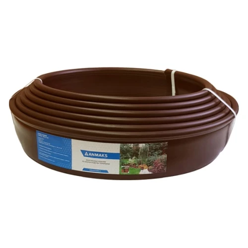 Бордюр пластиковый садовый Кантри коричневый, L 10000 мм, Н 110 мм