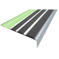 Противоскользящий алюминиевый угол-порог АУ160 ФЭС 160х6х36мм (3 резин.вст.+2 вст.ФЭС), б/б, 1,5м