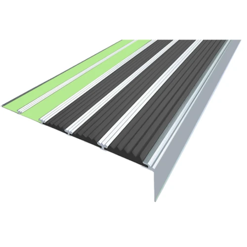 Противоскользящий алюминиевый угол-порог АУ160 ФЭС 160х6х36мм (3 резин.вст.+2 вст.ФЭС), б/б, 2,7м