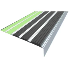 Противоскользящий алюминиевый угол-порог АУ160 ФЭС 160х6х36мм (3 резин.вст.+2 вст.ФЭС), б/б, 3м