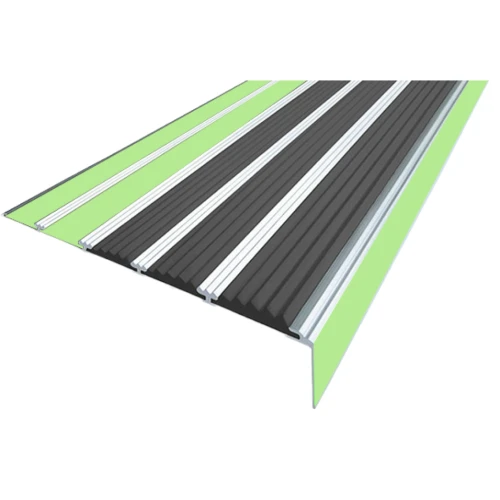 Противоскользящий алюминиевый угол-порог АУ160ФЭС 160х6х36мм (3 резин.вст.+2 вст.ФЭС+бортик), 1,35м