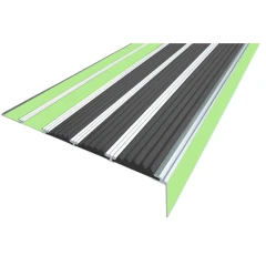 Противоскользящий алюминиевый угол-порог АУ160 ФЭС 160х6х36мм (3 резин.вставки+2 вст.ФЭС+бортик), 1м