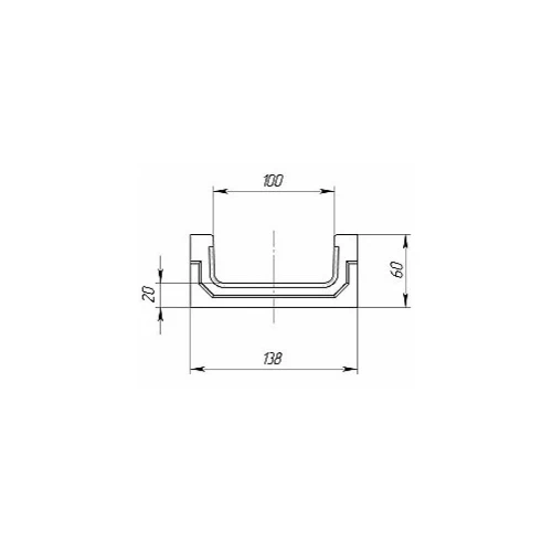 Лоток водоотводный CompoMax Basic ЛВ-10.14.06-ПВ полимербетонный с вертикальным водоотводом