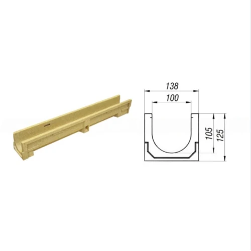 Лоток водоотводный CompoMax Basic ЛВ-10.14.13-П полимербетонный