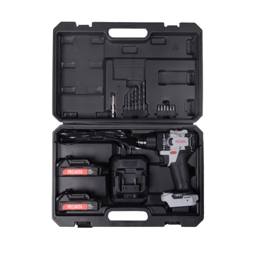 Дрель-шуруповерт аккумуляторная ДА-20-2ЛК-БП (2,0 А/ч) (бесщеточный двигатель, 70Нм) Ресанта