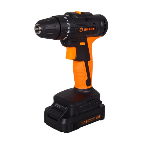 Дрель-шуруповерт аккумуляторная ДА-18Л-2КУ/Б (2,0 А/ч) (бесщеточный двигатель, ударный) Вихрь