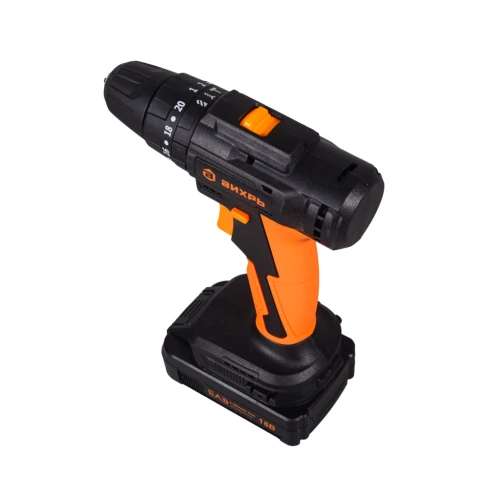 Дрель-шуруповерт аккумуляторная ДА-18Л-2КУ/Б (2,0 А/ч) (бесщеточный двигатель, ударный) Вихрь