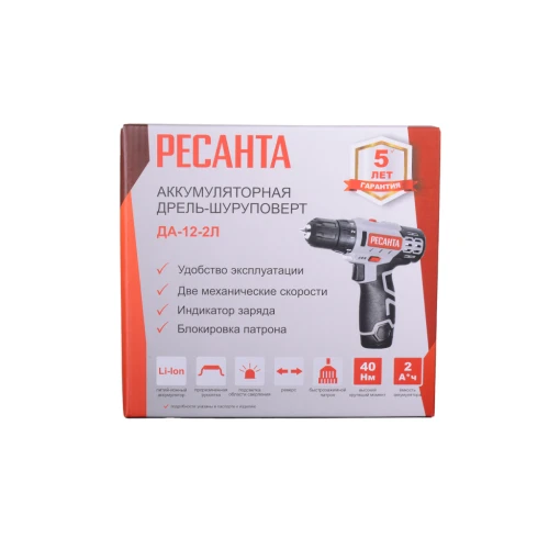 Дрель-шуруповерт аккумуляторная ДА-12-2Л Ресанта