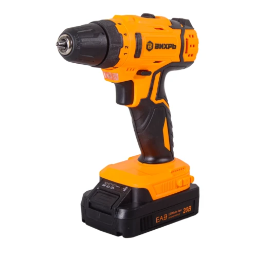 Дрель-шуруповерт аккумуляторная ДА-20Л-2КА с набором оснастки 65 предметов Вихрь