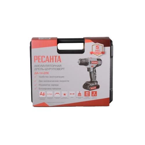 Дрель-шуруповерт аккумуляторная ДА-14-2ЛК Ресанта