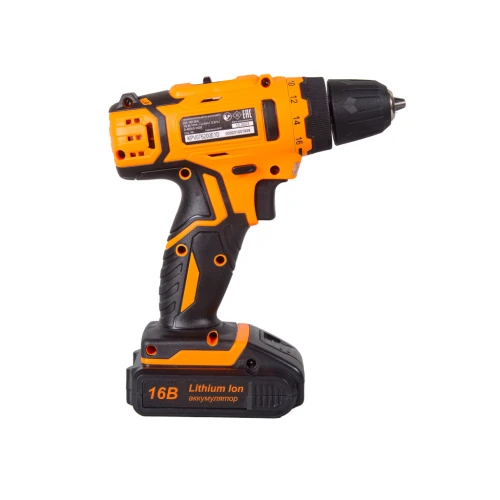 Дрель-шуруповерт аккумуляторная ДА-16Л-2КА с набором оснастки 65 предметов Вихрь