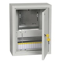 Щит навесной IEK ЩУРН-1/12-0 12, однофазный электр.счетчик с дверцей, замком IP54 галечный