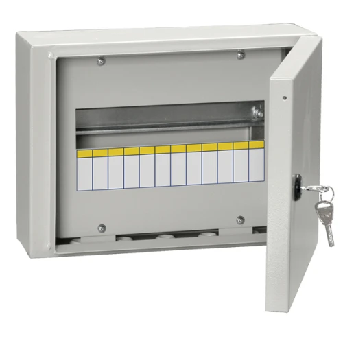 Щит навесной IEK ЩРН 12 модулей с дверцей и замком IP54 галечный серый