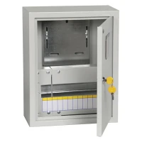 Щит навесной IEK ЩУРН-1/12-1 12, однофазный электр.счетчик с дверцей, замком, окном IP31 серый