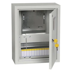 Щит навесной IEK ЩУРН-1/12-1 12, однофазный электр.счетчик с дверцей, замком, окном IP31 серый