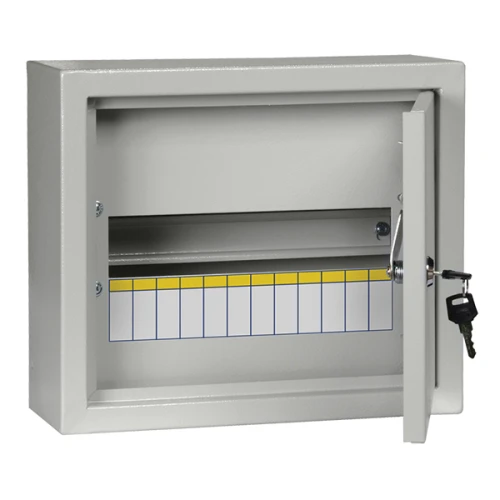 Щит навесной IEK ЩРН 12 модулей с дверцей и замком IP31 серый