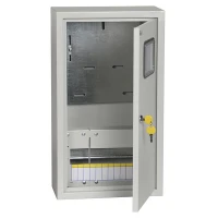 Щит навесной IEK ЩУРН-3/12-1 12, трехфазный электр.счетчик с дверцей, замком, окном IP31 серый