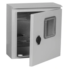 Щит навесной IEK ЩУ 1/1-0 2 модуля, однофазный электр.счетчик с дверцей, замком, окном IP54