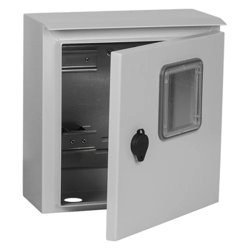 Щит навесной IEK ЩУ 1/1-0 2 модуля, однофазный электр.счетчик с дверцей, замком, окном IP54