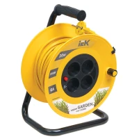 Удлинитель на катушке IEK GARDEN УК20 четырехместный без заземления 20 м желтый
