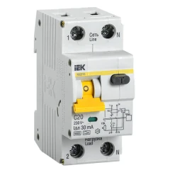 Дифференциальный автоматический выключатель IEK АВДТ32 С20 2P 20А 30мА класс A