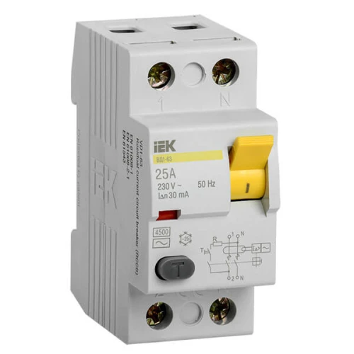УЗО IEK ВД1-63 2P 25А 30мА класс AC