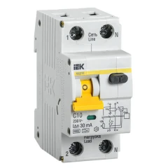 Дифференциальный автоматический выключатель IEK АВДТ32 С10 2P 10А 30мА класс A