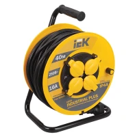 Удлинитель на катушке IEK Industrial Plus УК40 четырех-ый с заземлением, термозащитой 40 м желтый