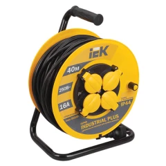 Удлинитель на катушке IEK Industrial Plus УК40 четырех-ый с заземлением, термозащитой 40 м желтый