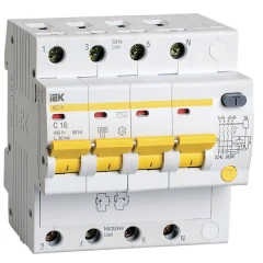 Дифференциальный автоматический выключатель IEK АД14 4P 16А 30мА класс AС