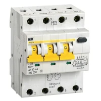 Дифференциальный автоматический выключатель IEK АВДТ34 С25 4P 25А 30мА класс A