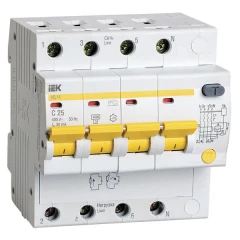 Дифференциальный автоматический выключатель IEK АД14 4P 25А 30мА класс AС
