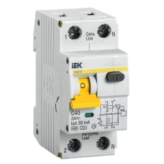 Дифференциальный автоматический выключатель IEK АВДТ32 С40 2P 40А 30мА класс A
