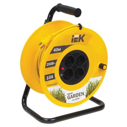 Удлинитель на катушке IEK GARDEN УК40 четырехместный без заземления 40 м желтый