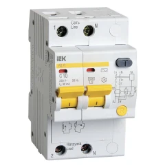 Дифференциальный автоматический выключатель IEK АД12 2P 10А 30мА класс AC