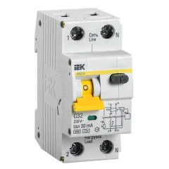 Дифференциальный автоматический выключатель IEK АВДТ32 С32 2P 32А 30мА класс A