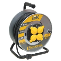 Удлинитель на катушке IEK Professional УК40 четырех-ный с заземлением, термозащитой 40 м IP44 черный