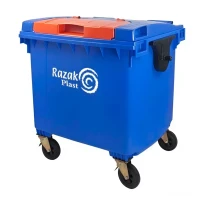 Евроконтейнер для мусора 1100 л с крышкой в крышке синий
