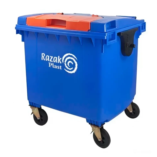 Евроконтейнер для мусора 1100 л с крышкой в крышке синий