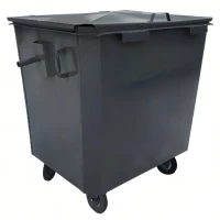 Контейнер металлический для мусора 1100 л на колесах, с крышкой серый