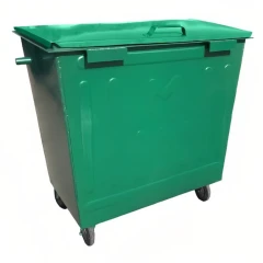 Контейнер металлический для мусора 800 л на колесах, с крышкой