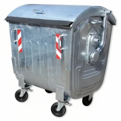 Контейнер металлический для мусора 1100 л оцинкованный с круглой крышкой