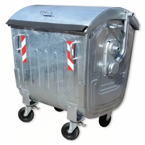 Контейнер металлический для мусора 1100 л оцинкованный с круглой крышкой