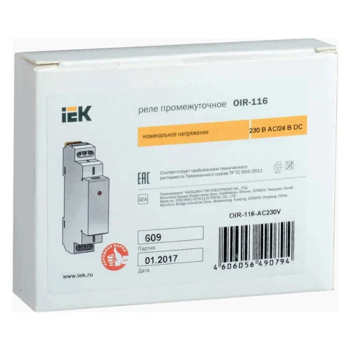 Реле промежуточное модульное OIR 1 контакт 16А 230В AC IEK