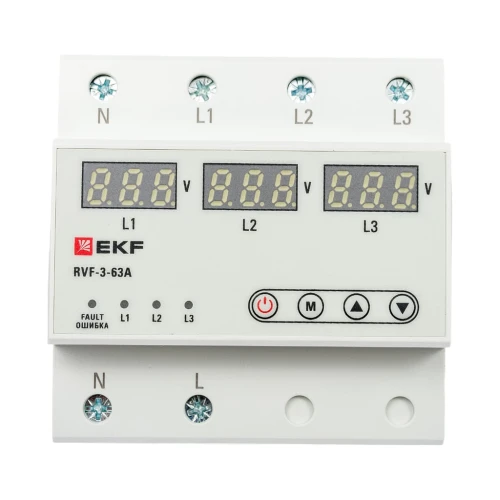 Реле выбора фаз с дисплеем RVF-3-63А EKF PROxima
