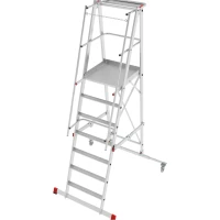 Индустриальная передвижная складная лестница-стремянка с платформой NV 5543 Новая Высота 1х7