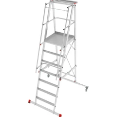 Индустриальная передвижная складная лестница-стремянка с платформой NV 5543 Новая Высота 1х7