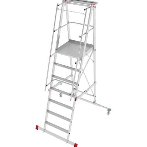 Индустриальная передвижная складная лестница-стремянка с платформой NV 5543 Новая Высота 1х7